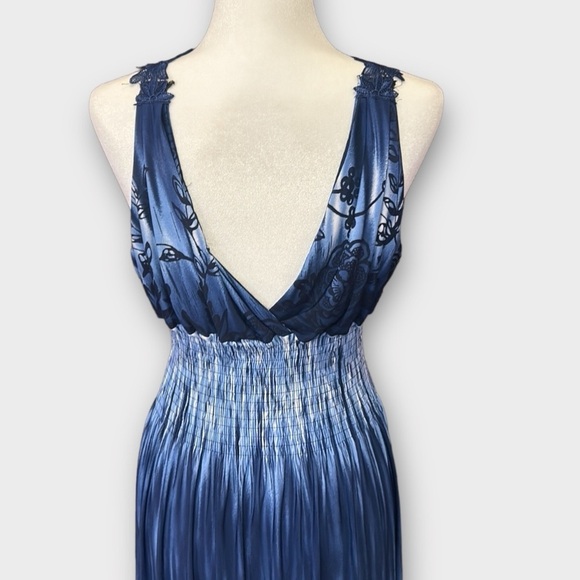 CM Resort Wear Beach Maxi Haltar Dress Blue Size XL - Picture 11 of 12